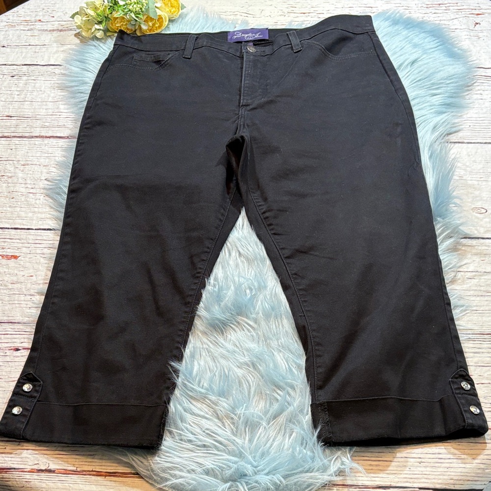NYDJ Not Your Daughters Jeans Black Crop Cuffed Lift Tuck Pants sz 12